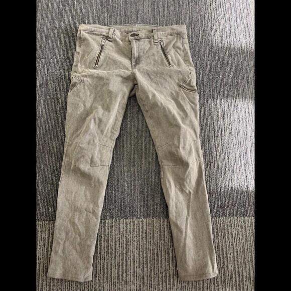 NWT New Rag & bone • moto equestrian leather sued skinny jeans 32 iron and black - Picture 1 of 8